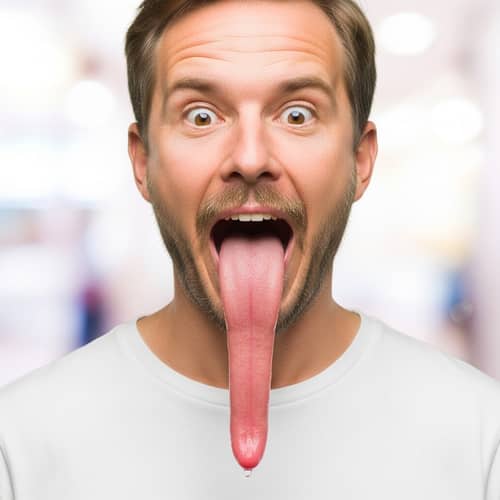 Caucasian Man with Long Tongue - Astonishing Facial View