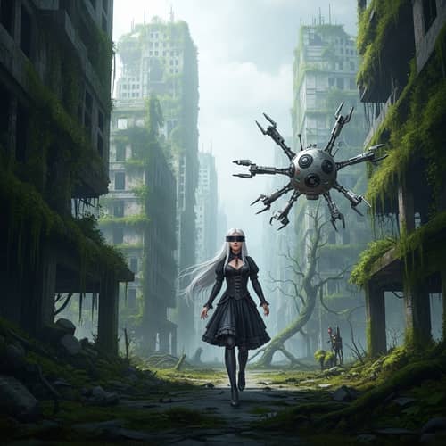 Futuristic Post-Apocalyptic World with Female Android