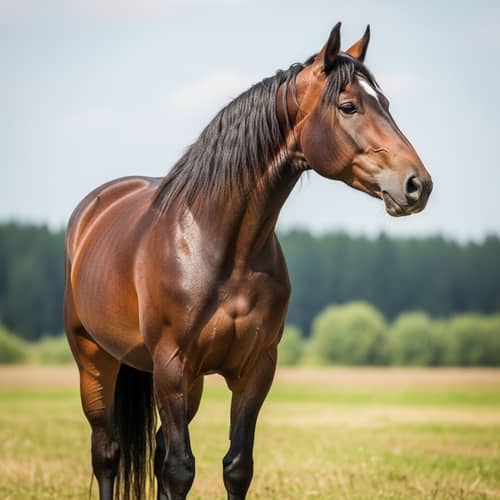 Stunning Bogatyr Horse in Tranquil Open Field