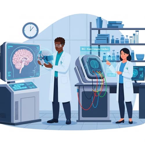 Regenerative Medicine with BCI Technology | Lab Scene Illustration