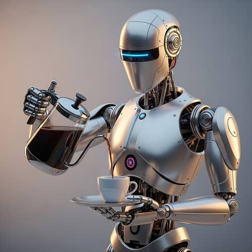 Advanced Coffee-Serving Robot - Modern Design