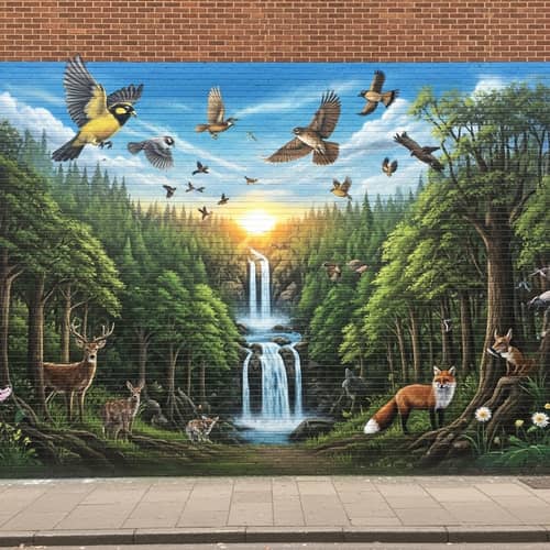 Urban Street Art: Nature's Beauty Mural