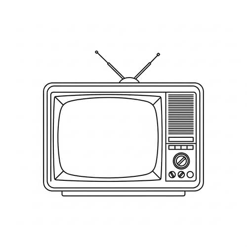 Vintage Tube Television Line Art Design