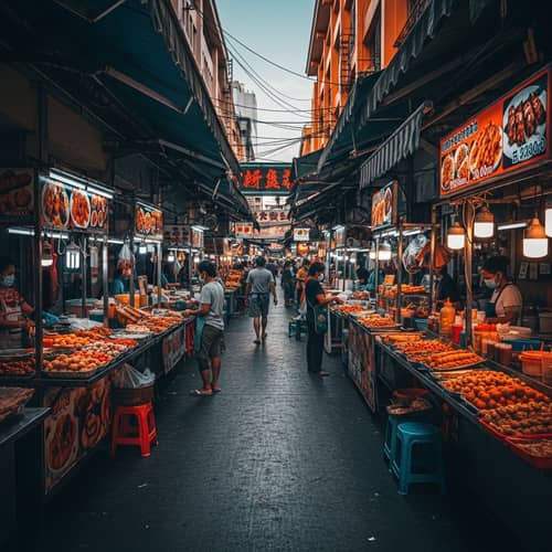 Bustling Food Market in Philippines: Vibrant Street Scene