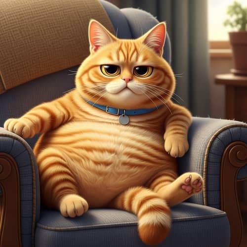 Grumpy but Cute Orange-Striped Cat on Chair
