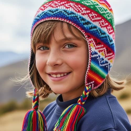 Blonde Girl with Blue Eyes in Peruvian Hat | Beautiful Portrait