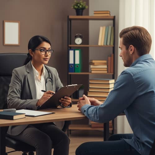Professional Psychologist in Tranquil Office Setting