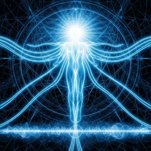 Ethereal Human Figure Radiating White Aura | Sacred Geometry Art