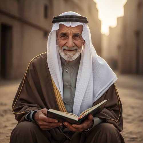 Elderly Middle-Eastern Man Embracing Islamic Faith