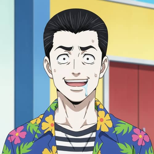 Anime-Style Male Character with Neat Black Hair