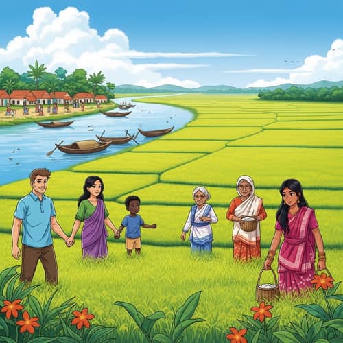 Scenic View of Bangladesh - Lush Landscape, Vibrant Rice Fields