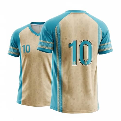 Stylish Grade 10 Jersey in Beige & Aquatic Blue