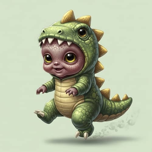 Adorable Baby Creature in Dinosaur Costume | Playful and Charming