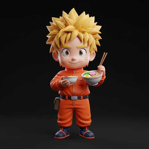 Adorable 3D Anime Character in Bright Orange Jumpsuit