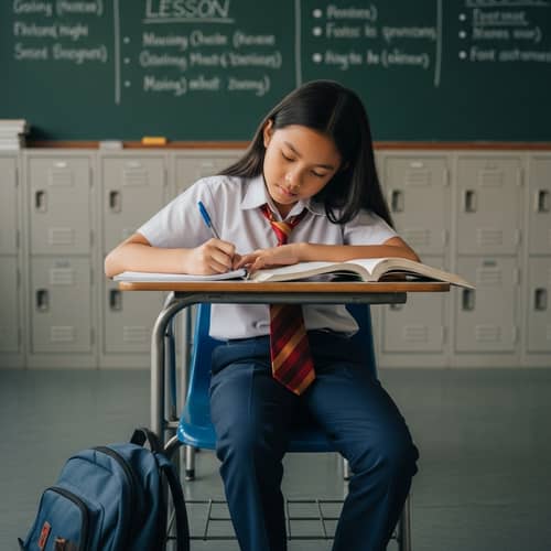 Determined Filipino Kid Exceling in School