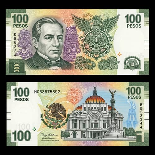 Detailed Illustration of Mexican Peso Currency Bill