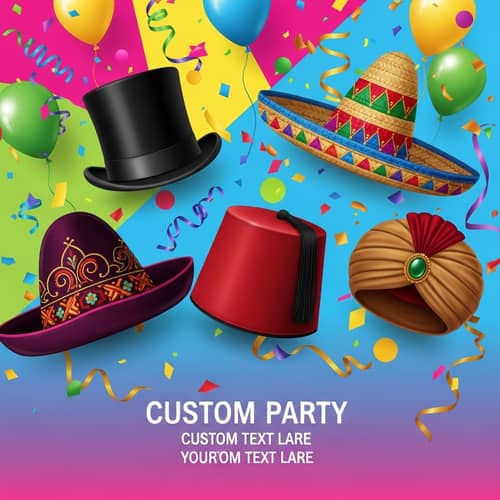 Festive Hat Party Invitation Background