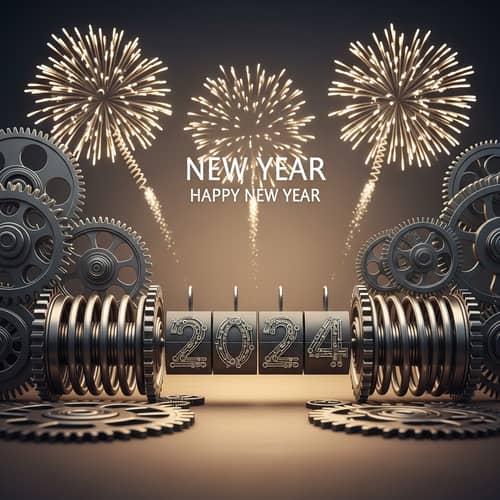2024 New Year Mechanical Themed Spectacle with Intricate Gears and Countdown Calendar