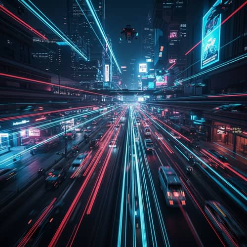 Futuristic Cyberpunk Cityscape - Vibrant Nighttime Scene