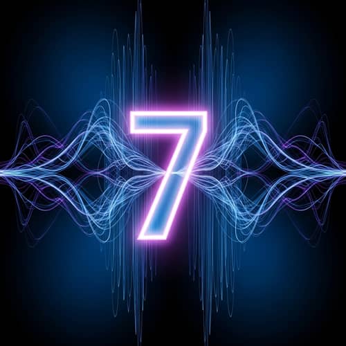 Abstract Concept: Neon '7' surrounded by Ethereal Energy Waves