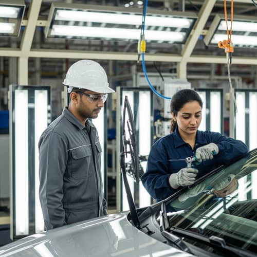 Automotive Assembly Plant: Witnessing Windshield Wiper Installation