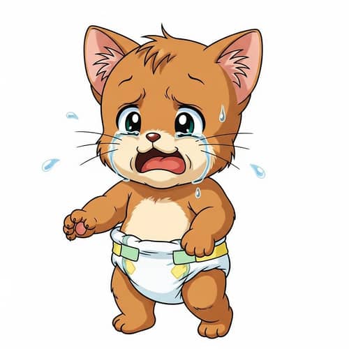 Anime Baby Furry in Diaper Crying Artwork
