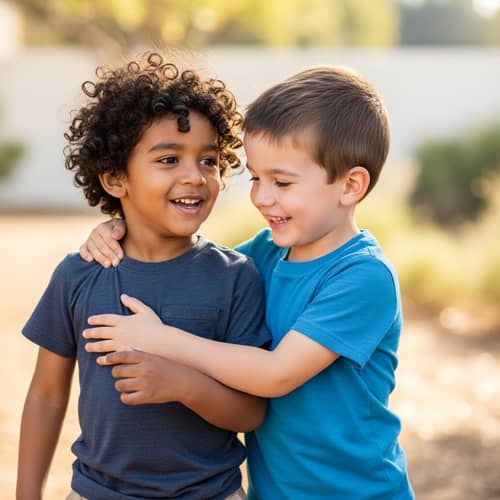 Playful Interaction of Two Young Boys | Outdoor Portrait