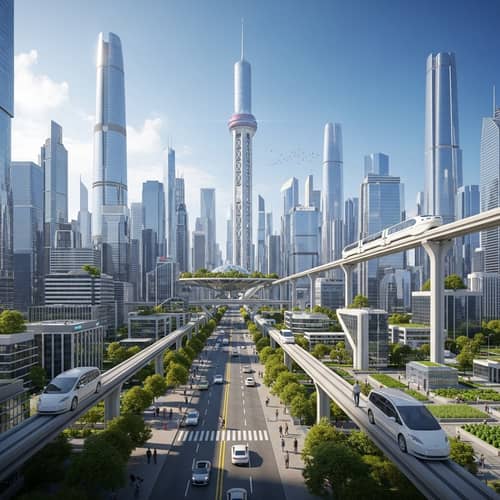 Utopian Futuristic City: Harmony of Nature and Technology