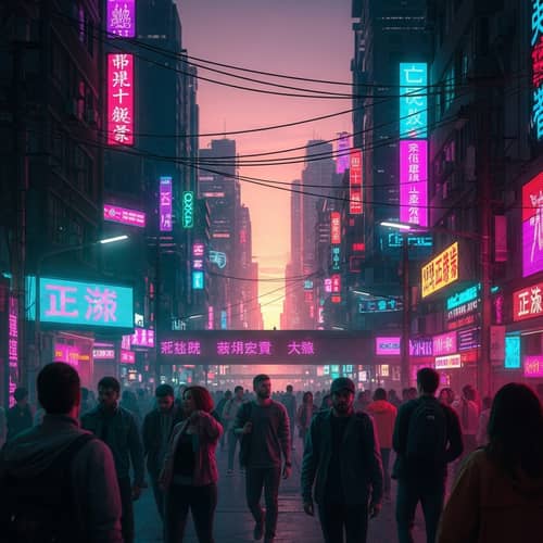 Futuristic Cyberpunk Cityscape at Sunset | Phone Wallpaper