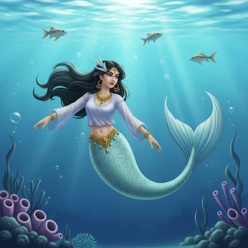 Whimsical Underwater Mermaid Painting in Pastel Colors