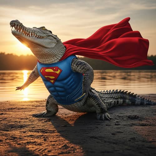 Crocodile Superman | Unique Tropical Rainforest Superhero Pose