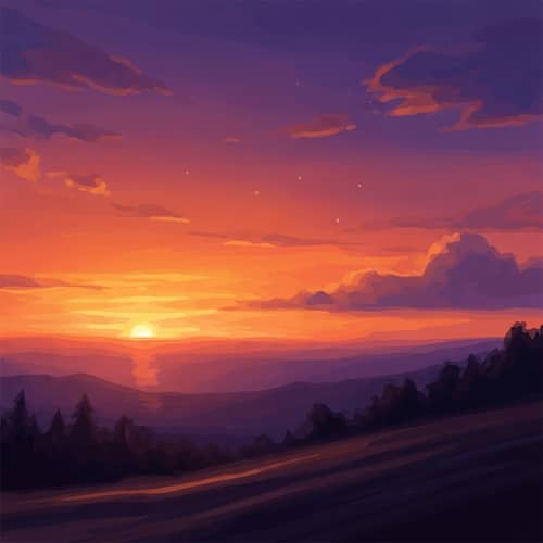 Tranquil Sunset Impressionist Painting