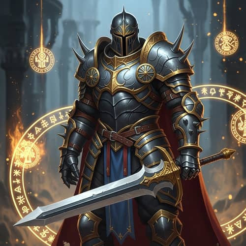 Ornate Armored Knight with Gleaming Blade | Mystical Fantasy Scene