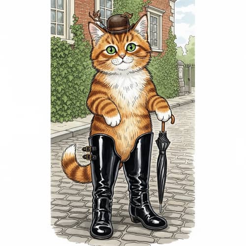 Cat in Long Boots Illustration