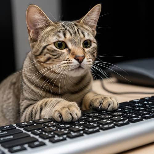 Curious Cat Lightly Stepping on Keyboard