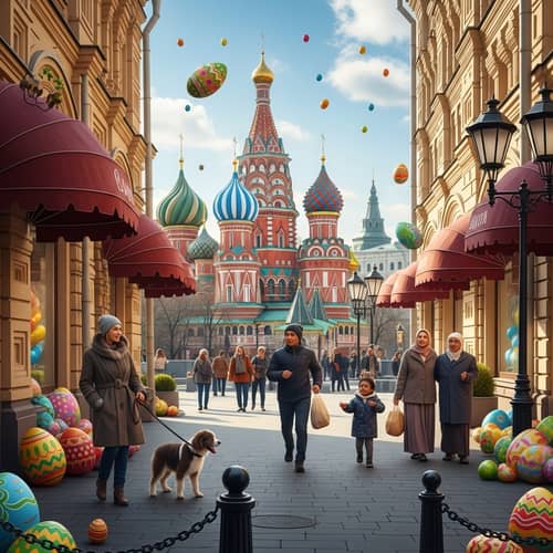 Vibrant Easter Celebration in Moscow Streets