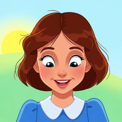 Cartoon Style Brown Hair Girl | Vibrant Animation Art