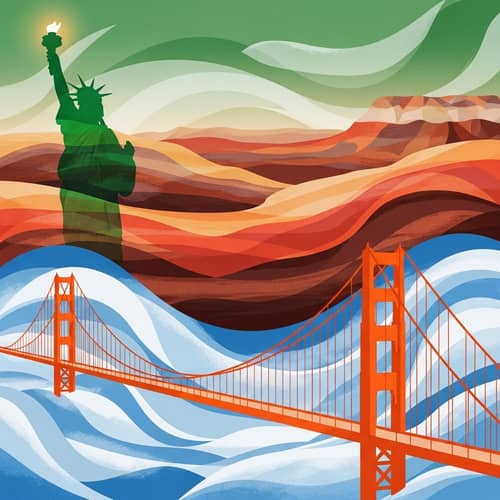 Abstract American Landmarks Art Interpretation