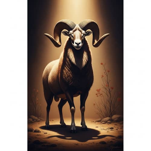Majestic Ram - Ancient Biblical Style Artwork