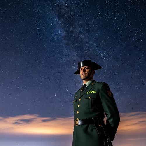 Spanish Civil Guard Officer Under Starry Sky