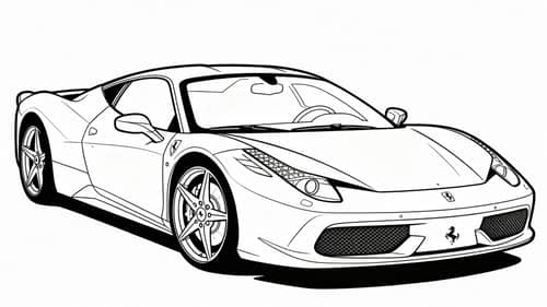 Ferrari Coloring Page - Black & White Outline