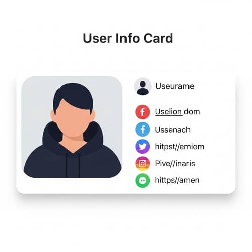 User Info Card Design | Essential User Information | Social Media Links