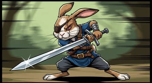 Adorable Rabbit Swordsman with Scar | Cell Shading Art