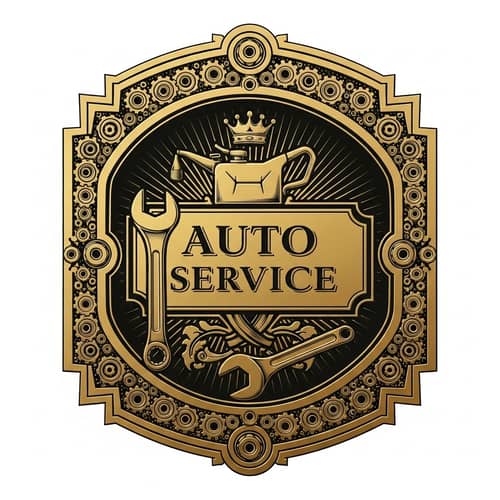 Luxurious Auto Service Label with Vintage Appeal