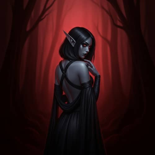 Dark Skinned Elf in Gothic Fantasy Artwork