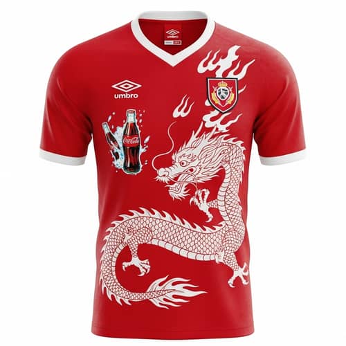 Red Wrexham FC Kit with Umbro and Coca Cola Sponsors