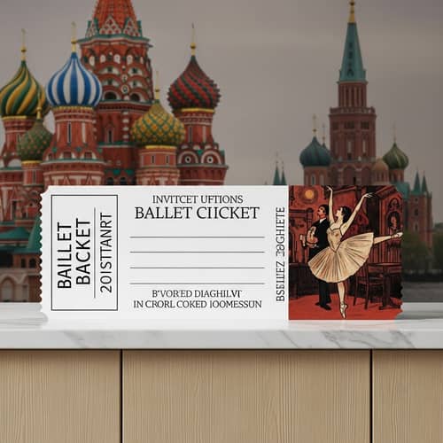 Elegant Ballet Ticket Invitation on Modern Kitchen Island
