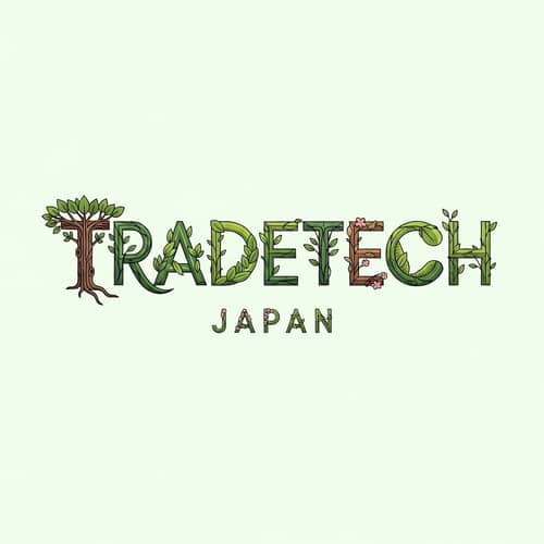 TradeTech Japan Lettering Logo Design | Eco-Friendly Elements