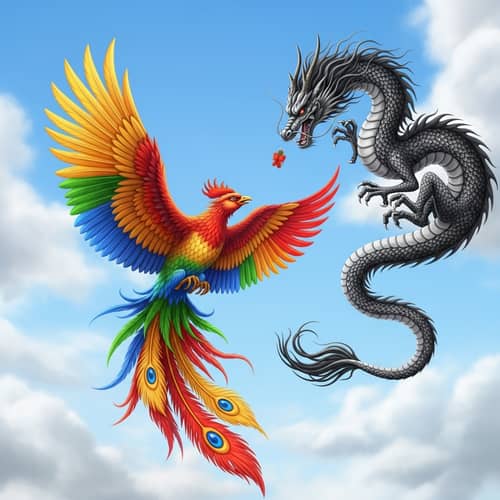 Vibrant Phoenix and Majestic Dragon Find Balance of Power