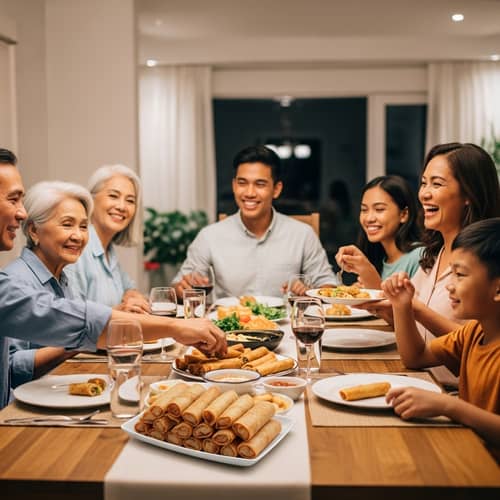 Filipino Family Dinner Gathering with Lumpiang Shanghai